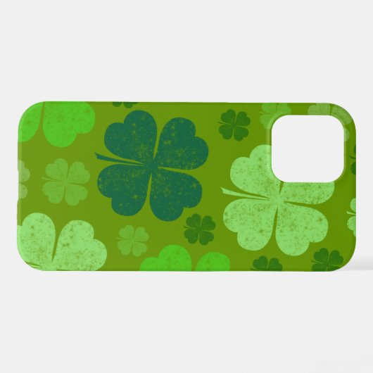 Coque iPhone 12 Clovers verts, Lucky Clovers, Saint Patrick's Day (Verso Horizontal)