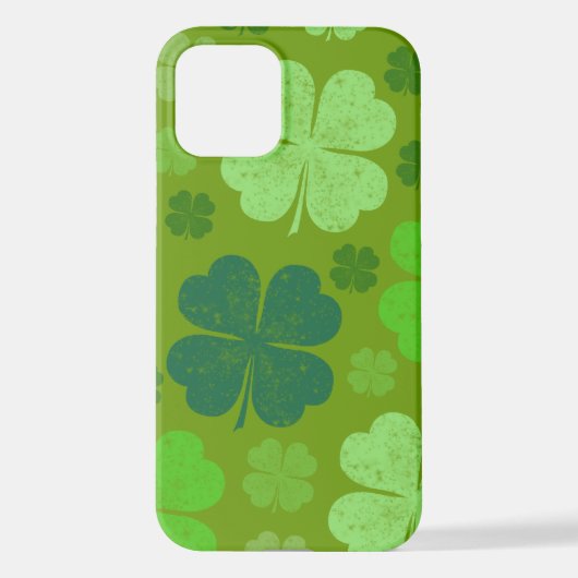 Coque iPhone 12 Clovers verts, Lucky Clovers, Saint Patrick's Day (Verso)