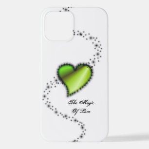 Coque iPhone 12 Coeur arc-en-ciel avec étoiles, La magie de l'amou