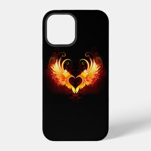Coque iPhone 12 Cœur de feu angélique avec ailes