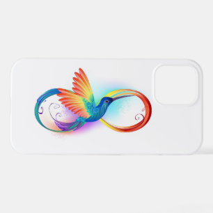 Coque iPhone 12 Colibri arc-en-ciel avec symbole Infinity