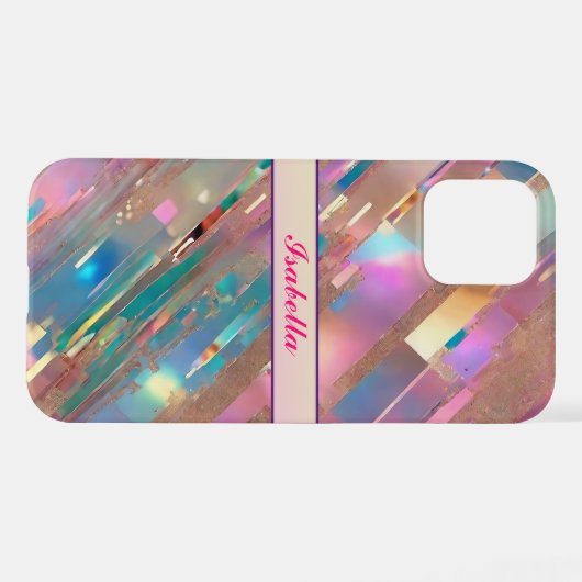 Coque iPhone 12 Collection Holographique Opal Parties scintillant (Verso Horizontal)