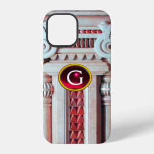 COQUE iPhone 12 COLONNE EN MARBRE ÉLÉGANT, MONOGRAMME EN PIERRE GE
