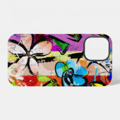Coque iPhone 12 composition de fond abstrait avec des fleurs, avec (Verso Horizontal)