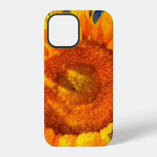 Coque iPhone 12 Composition de tournesols. Imitation dans le style