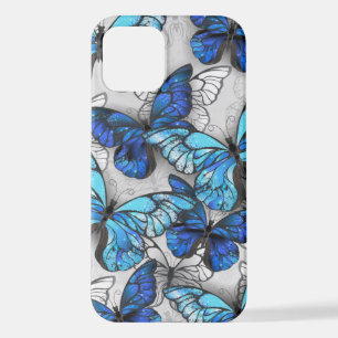 Coque iPhone 12 Composition des White and Blue Butterflies