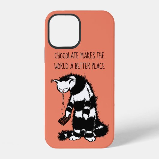Coque iPhone 12 Conception Chocolat Lover - Funny Chat Caractère (Verso)