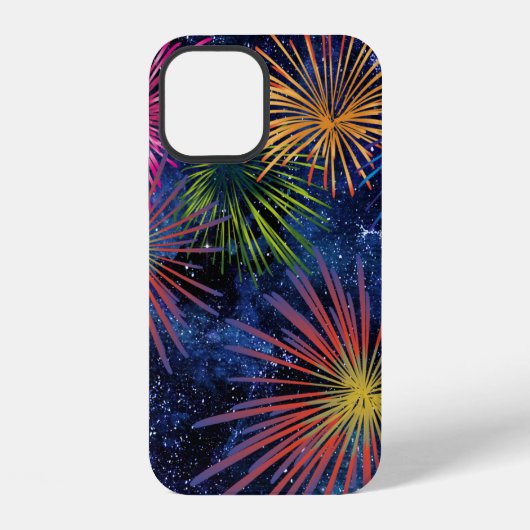 Coque iPhone 12 Conception de feux d'artifice sur fond de ciel som (Verso)
