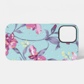 Coque iPhone 12 conception de fleurs textile illustrationart,arriè (Verso Horizontal)