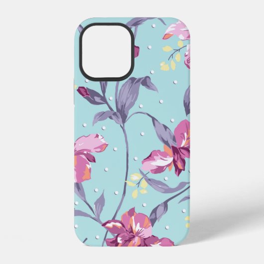 Coque iPhone 12 conception de fleurs textile illustrationart,arriè (Verso)