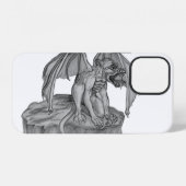 Coque iPhone 12 Conception de Golem Gargoyle noir et blanc (Verso Horizontal)