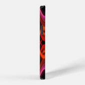 Coque iPhone 12 Conception de lignes ondulées rouges géométriques. (Côté droit)