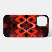 Coque iPhone 12 Conception de lignes ondulées rouges géométriques. (Verso Horizontal)