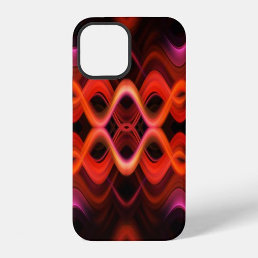 Coque iPhone 12 Conception de lignes ondulées rouges géométriques. (Verso)