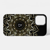 Coque iPhone 12 Conception de mandala en argent et en or (Verso Horizontal)