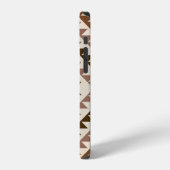 Coque iPhone 12 Conception de motif diamant aztéque marron+crème (Côté gauche)