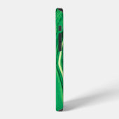 Coque iPhone 12 Conception de textile mixte créatif vert brillant. (Côté gauche)