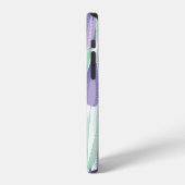Coque iPhone 12 Conception de tulipe : violet clair floral. (Côté gauche)