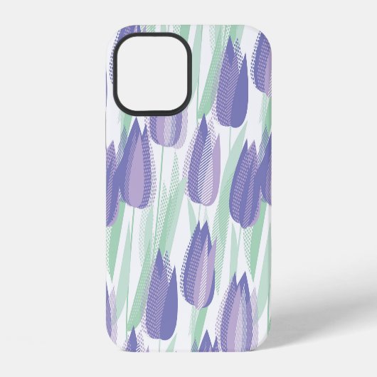 Coque iPhone 12 Conception de tulipe : violet clair floral. (Verso)
