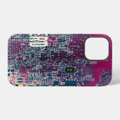 Coque iPhone 12 Conception rétro de carte de circuit rouge pour ne (Verso Horizontal)