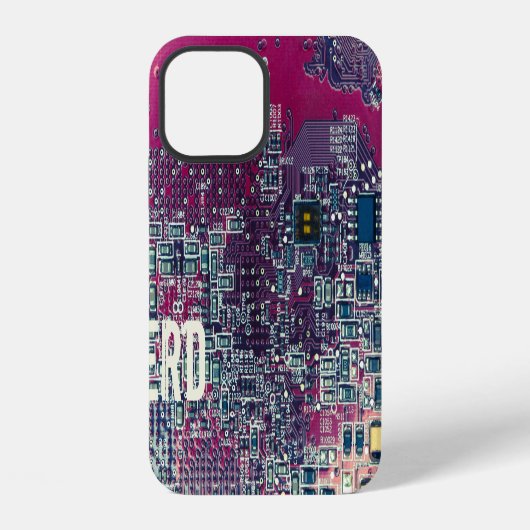 Coque iPhone 12 Conception rétro de carte de circuit rouge pour ne (Verso)