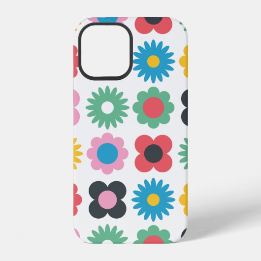 Coque iPhone 12 Conception simple de motif sans couture de fleurs. (Verso)