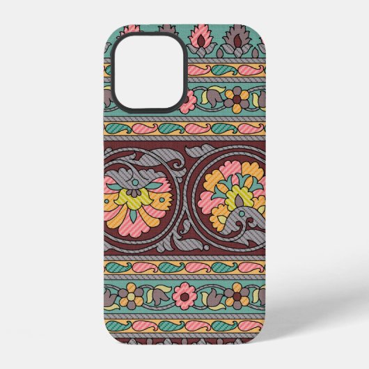 Coque iPhone 12 Conception traditionnelle de la frontière moghole, (Verso)