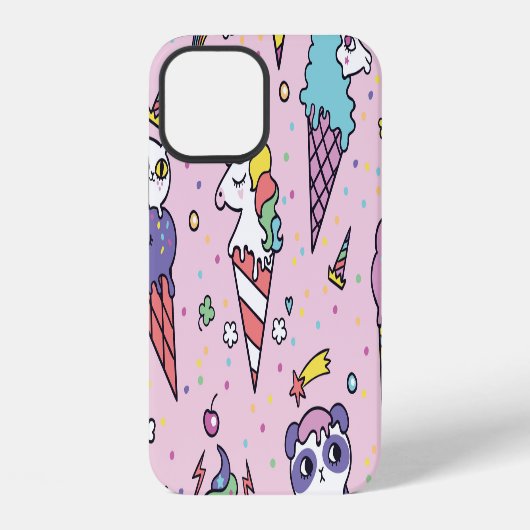 Coque iPhone 12 Cônes de glace Animaux Mignons (Verso)