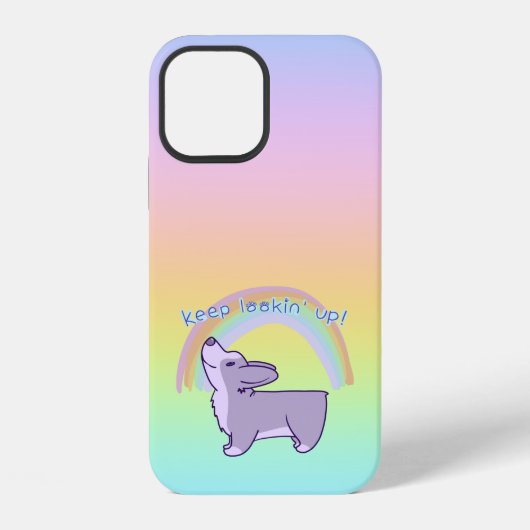 Coque iPhone 12 "Continuez À Regarder !" Corgi Rainbow (Verso)