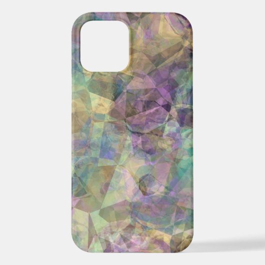Coque iPhone 12 Cool moderne Funky Retro Polygon Mosaic Art Motif (Verso)