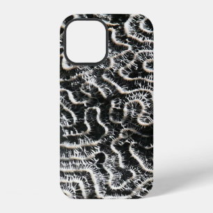 Coque iPhone 12 Corail noir et blanc II Photo de nature abstraite