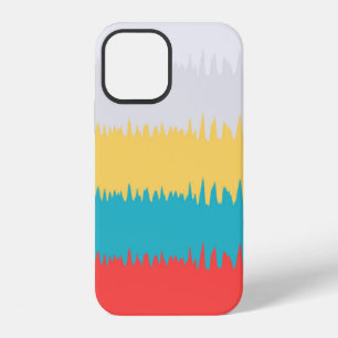 Coque iPhone 12 Corail Turquoise Jaune Blanc Motif de Fréquence
