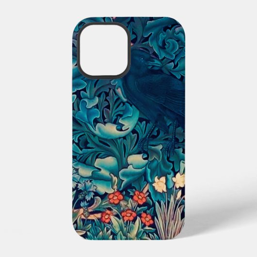 Coque iPhone 12 Corbeau dans la forêt, William Morris (Verso)