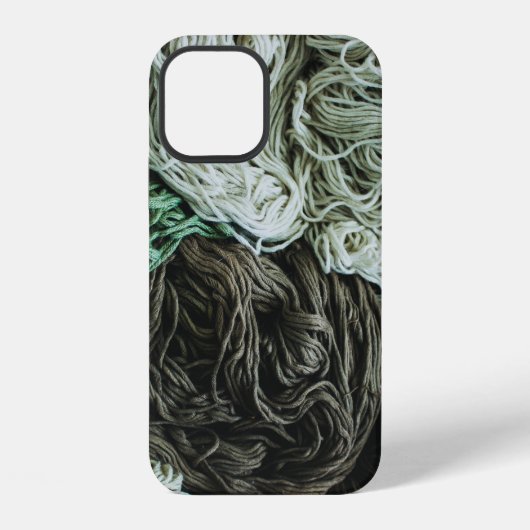 Coque iPhone 12 Cordes blanches, grises et vertes (Verso)