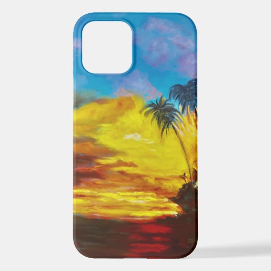 Coque iPhone 12 Coucher de soleil de plage tropical (Verso)