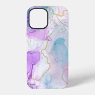 Coque iPhone 12 Couleurs violettes, vertes, roses, élégantes