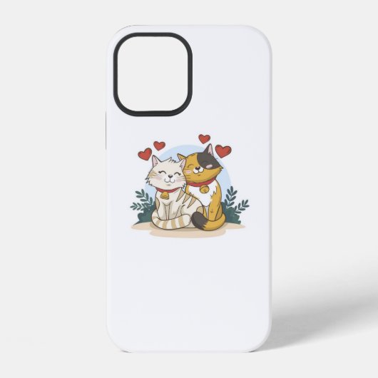 Coque iPhone 12 Couple de chats amour (Verso)