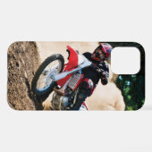 Coque iPhone 12 coussin de coureur de motocross (Verso Horizontal)