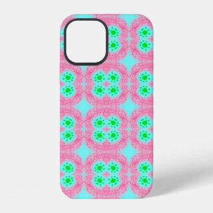 Coque iPhone 12 Couverture pastel vert, impression ikat tribale. S