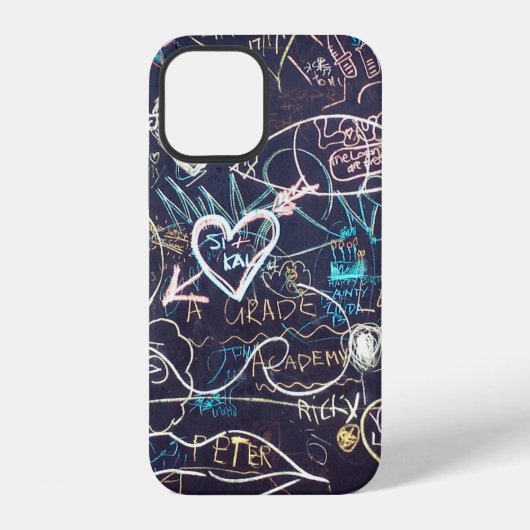 Coque iPhone 12 Craie graffiti tableau noir amour (Verso)