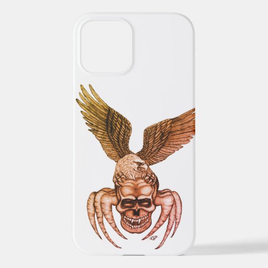 Coque iPhone 12 Crâne à aigle (Verso)