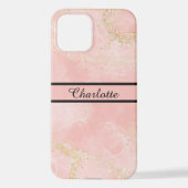 Coque iPhone 12 Créez votre propre nom personnalisé Rose Gold Rose (Verso)