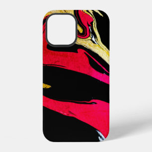 Coque iPhone 12 Cristal d'agate. Tourbillon doré, design artistiqu