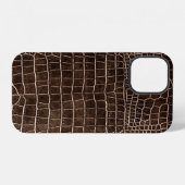 Coque iPhone 12 Crocodile Brown Faux (Verso Horizontal)