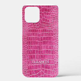 Coque iPhone 12 Crocodile Crocodile Crocodile Cuir Nom personnalis
