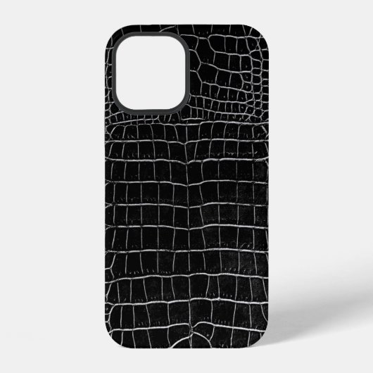 Coque iPhone 12 Crocodile noir de Faux (Verso)