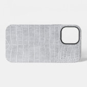 Coque iPhone 12 Crocodile Pearl Gray Faux (Verso Horizontal)