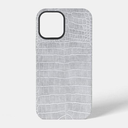 Coque iPhone 12 Crocodile Pearl Gray Faux (Verso)