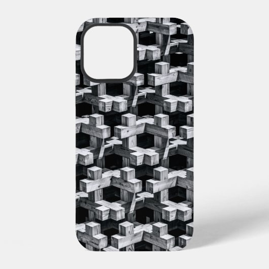 Coque iPhone 12 Croix grise et noire (Verso)