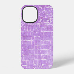 Coque iPhone 12 Cuir de faux crocodile violet